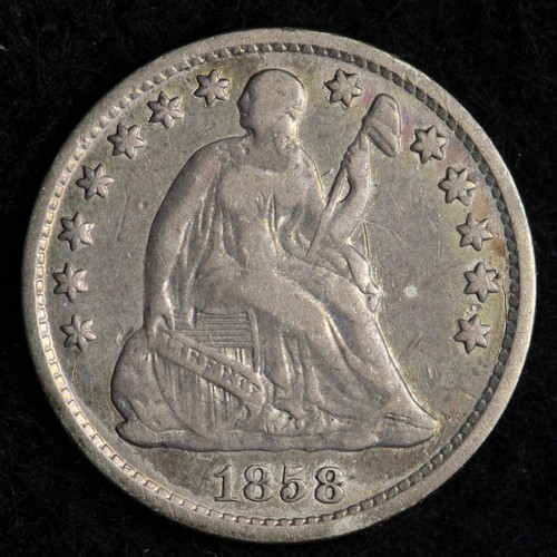 1858 seated liberty silver - liberty,